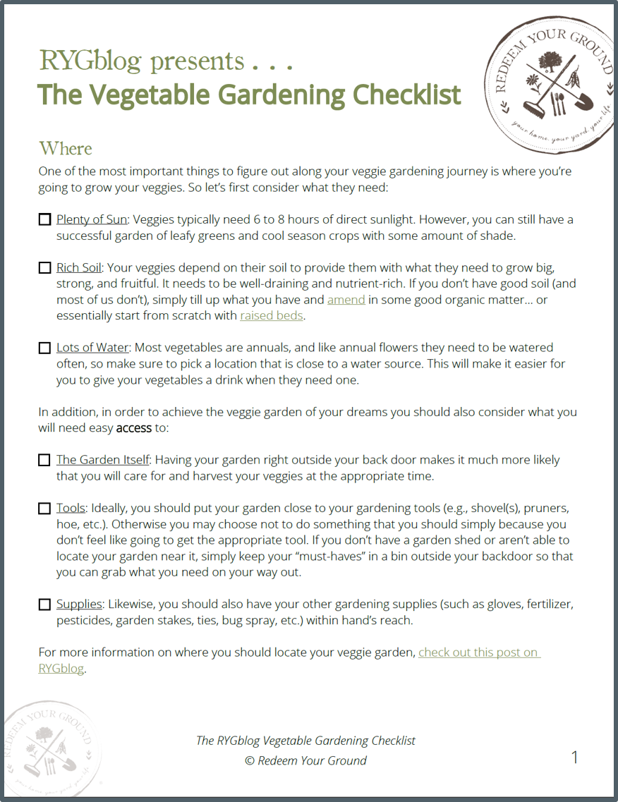 The RYG Veggie Gardening Checklist