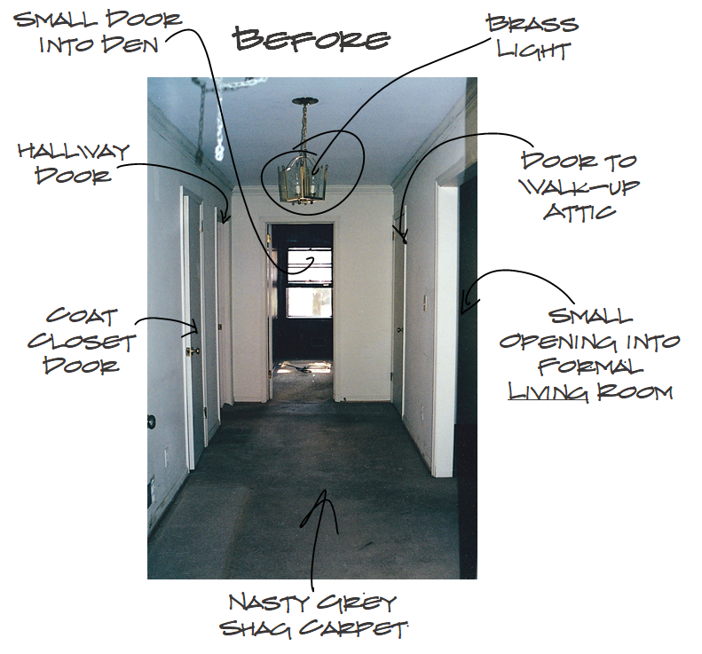 diagram of 1960s ranch renovation - foyer